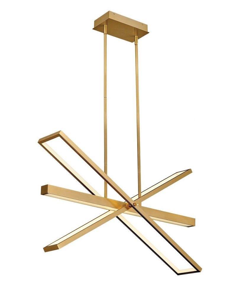 Modern Articulating LED Pendant in Lacquered Brass - 36" Width