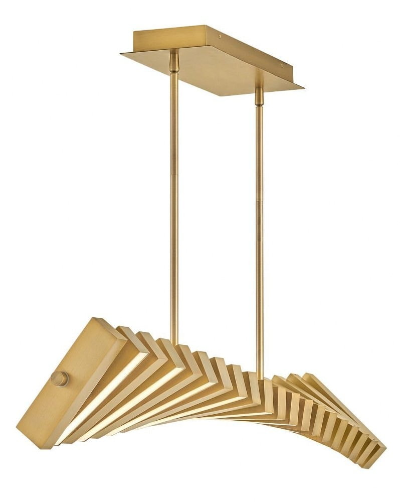 Lacquered Brass LED Linear Chandelier with Polycarbonate Shade