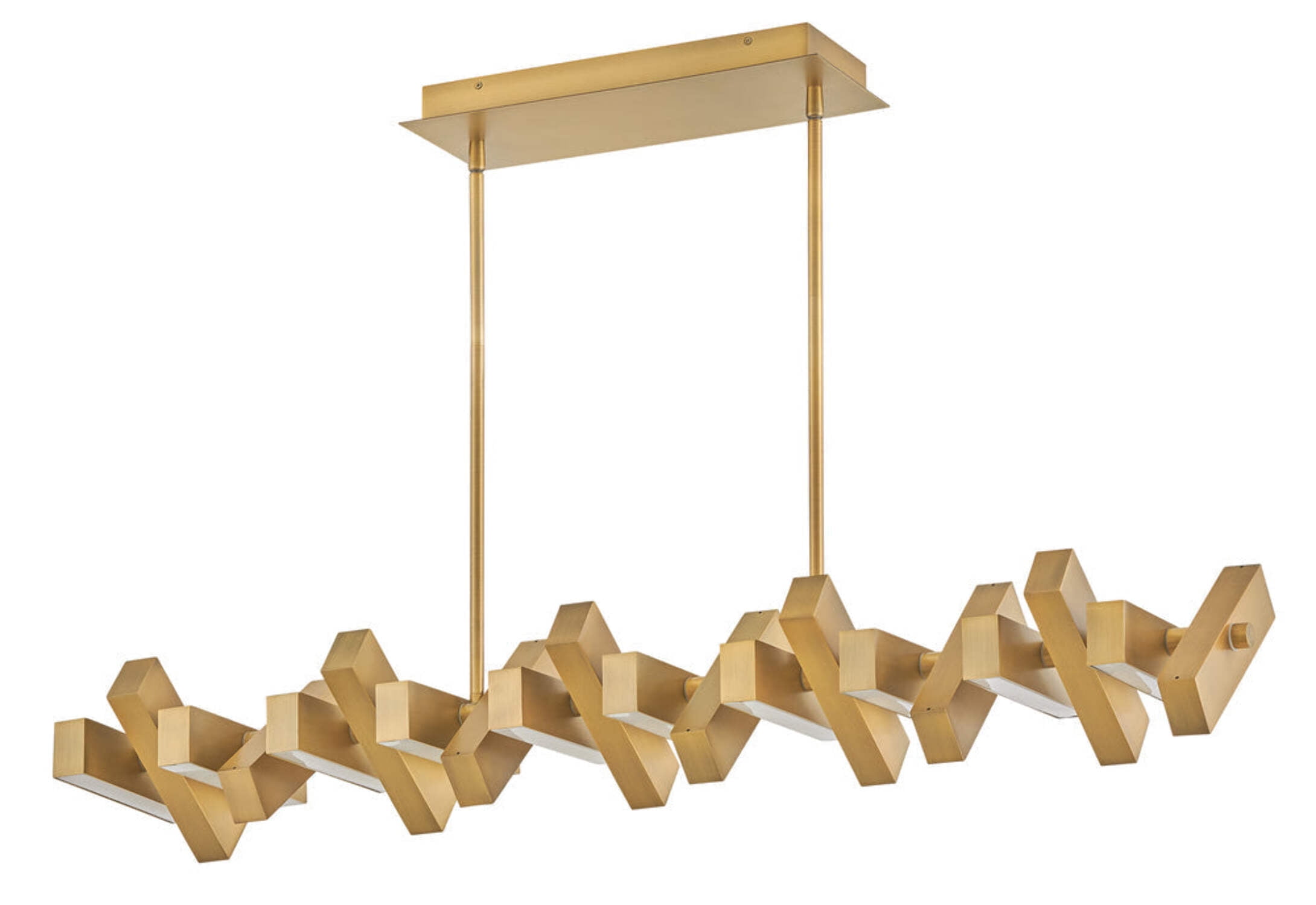 Lacquered Brass LED Linear Chandelier with Polycarbonate Shade