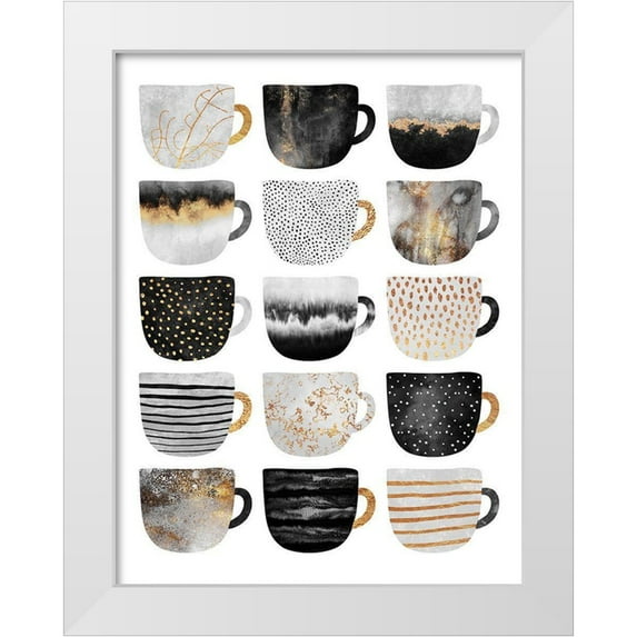 Fredriksson, Elisabeth 12x14 White Modern Wood Framed Museum Art Print Titled - Pretty Coffee Cups
