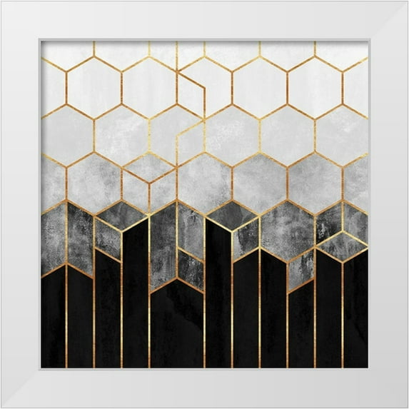 Fredriksson, Elisabeth 20x20 White Modern Wood Framed Museum Art Print Titled - Charcoal Hexagons