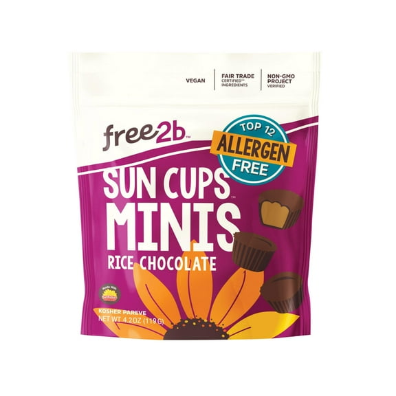 Free 2 B Sun Cups - Mini - Rice Chocolate - Case of 6 - 4.2 oz