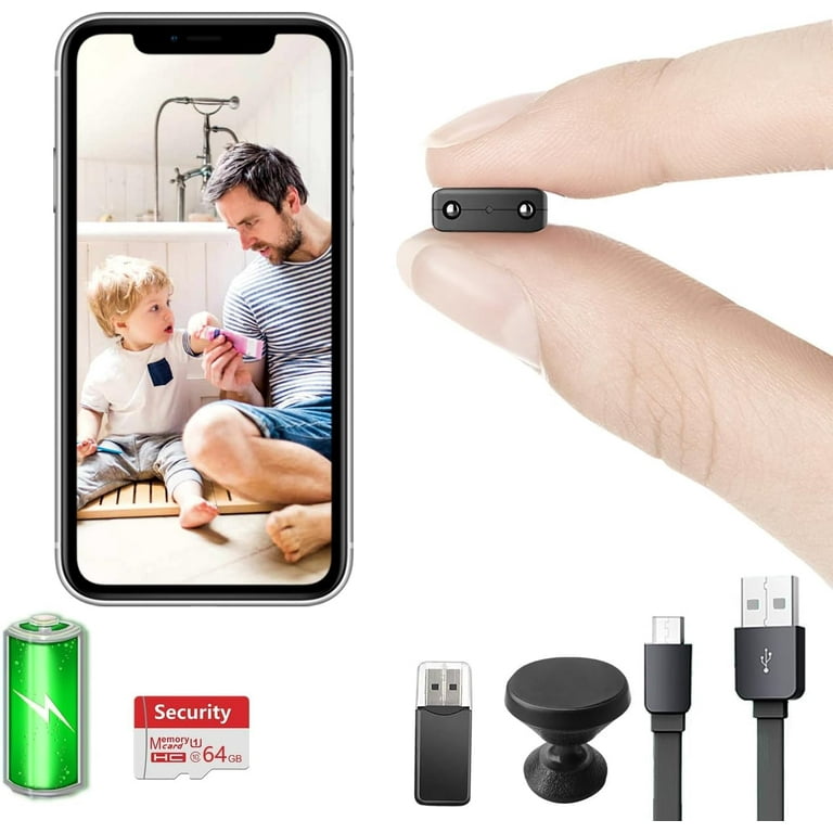 Free 64G Smallest Spy Camera Detector Wireless WiFi Camera with Battery HD1080P Portable HDVdeo Security Camera with Night Vision Motion Detection Remote Viewing for Security with iOS Android APP Walm...