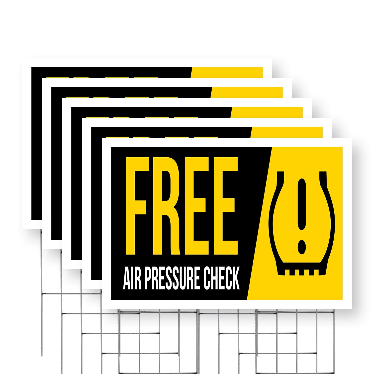 Free Air Pressure Check Yard Sign 5 Pack of 24 Inch x 36 Inch Double ...
