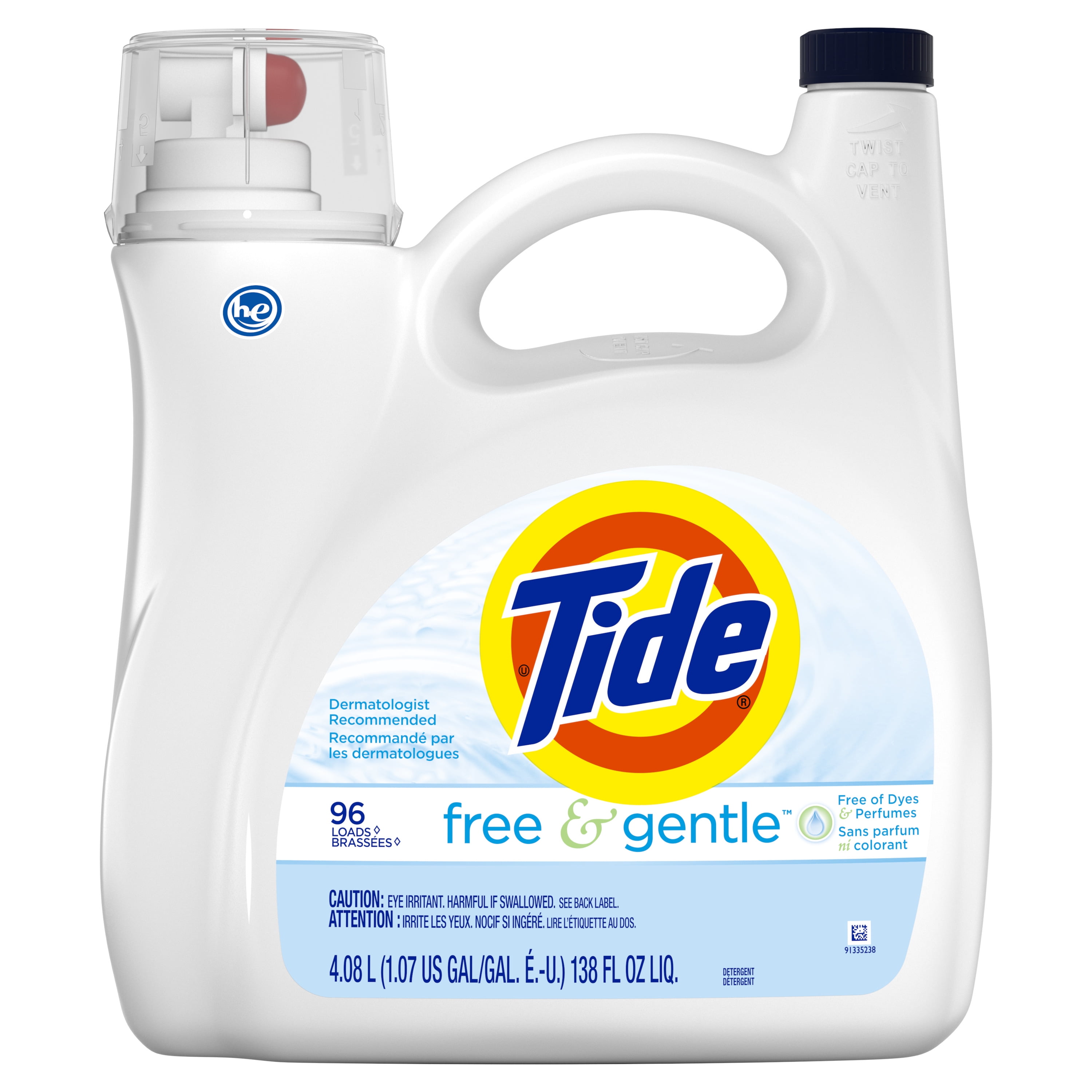 Tide Free & Gentle lqd Laundry Detergent, 96 Loads 138 Fluid Ounce