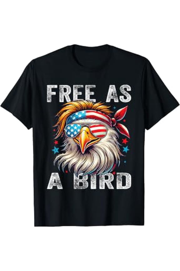 Free As Bird 4th Of July Eagle Boys Girls T-Shirt