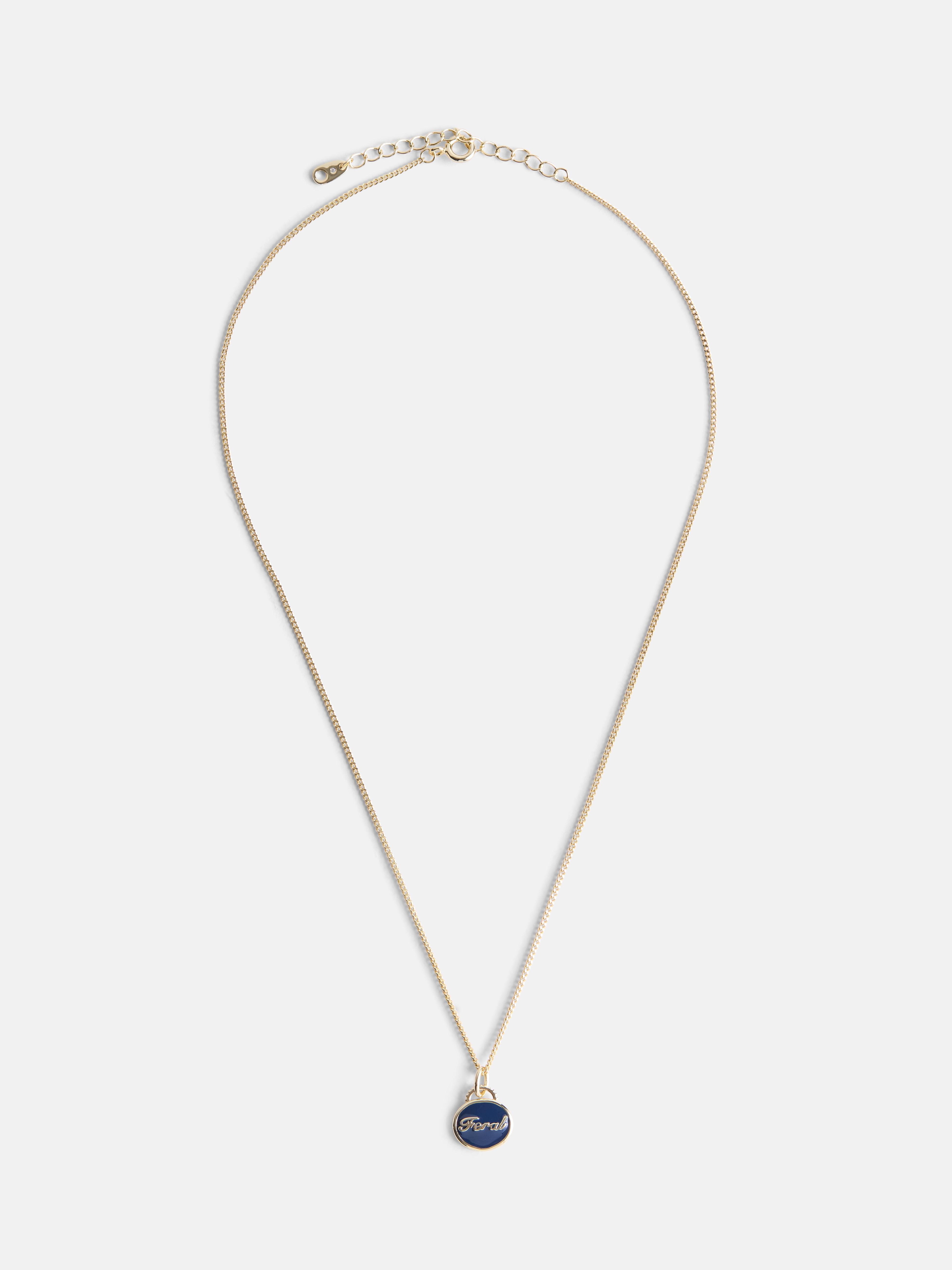 Free Assembly Women's Demi Fine 14K Gold Plated Blue Feral Pendant Necklace, 16" + 2" Extender