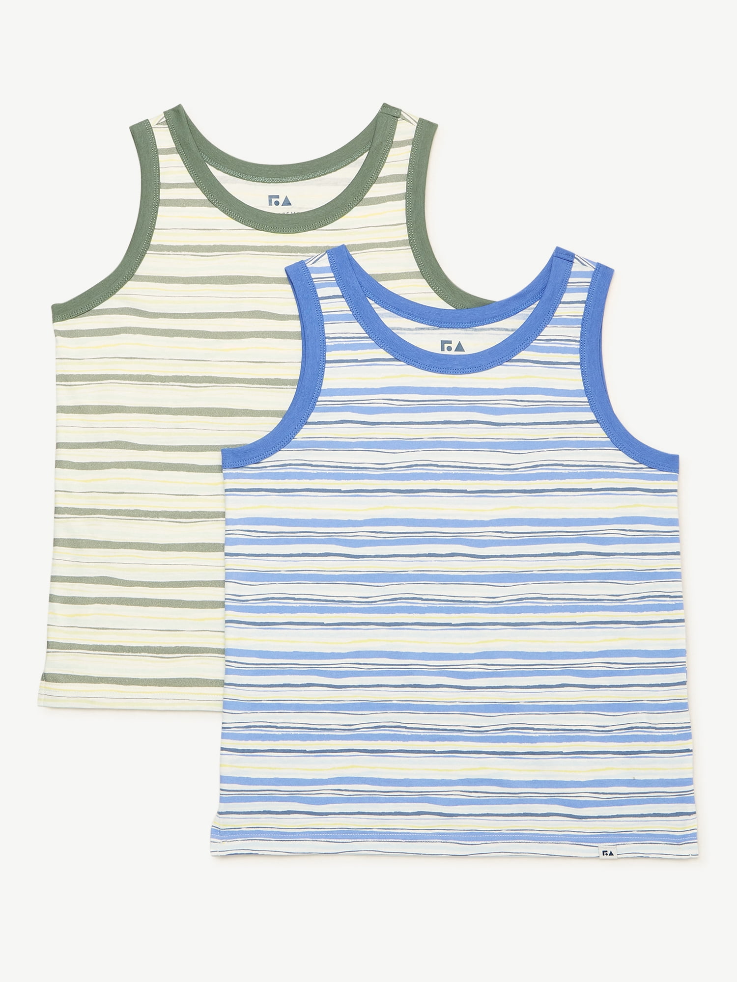 Free Assembly Boys Cotton Jersey Tank Tops, 2 Pack, Sizes 4-18
