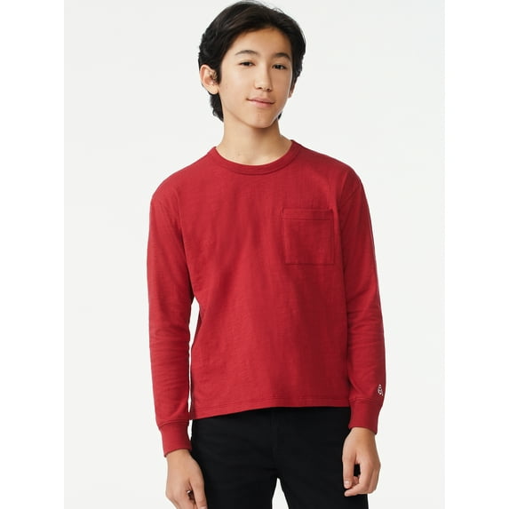 Free Assembly Boys Long Sleeve Slub Jersey Tee, Sizes 4-18