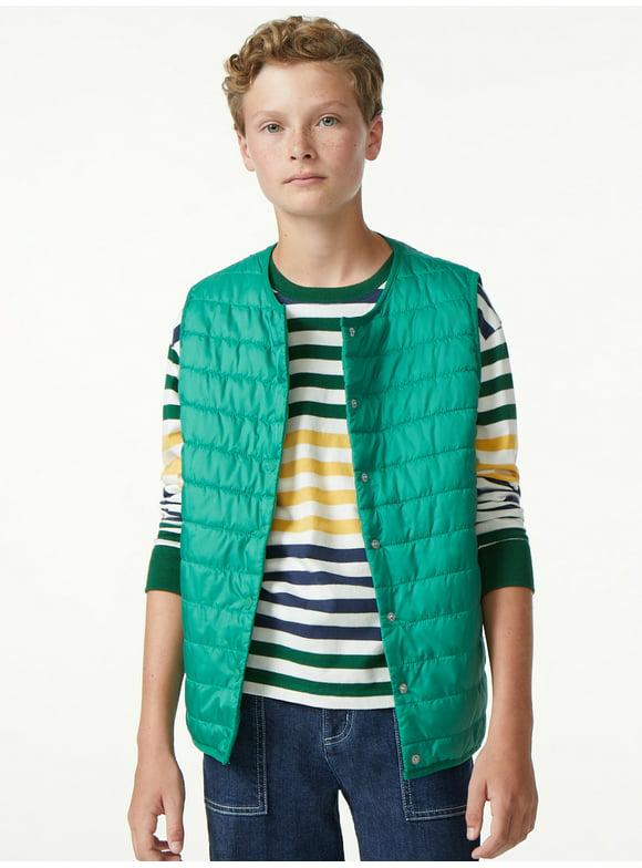 Free Assembly Boys Solid Packable Vest, Sizes 4-18