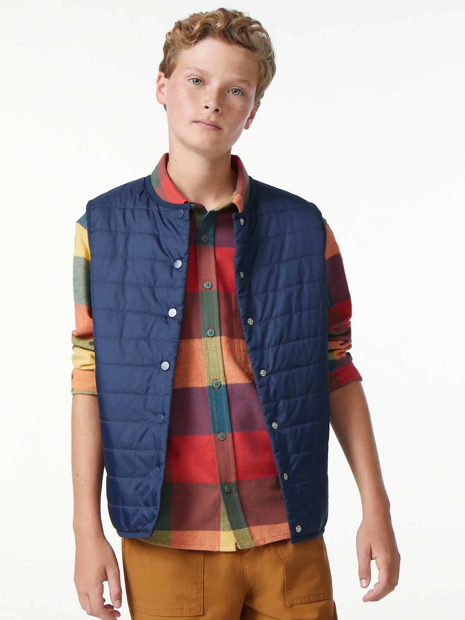 Free Assembly Boys Solid Packable Vest, Sizes 4-18
