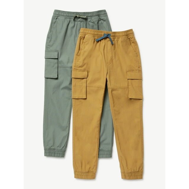 Free Assembly Boys Stretch Cargo Jogger Sweatpants, 2 Pack, Sizes 4-18