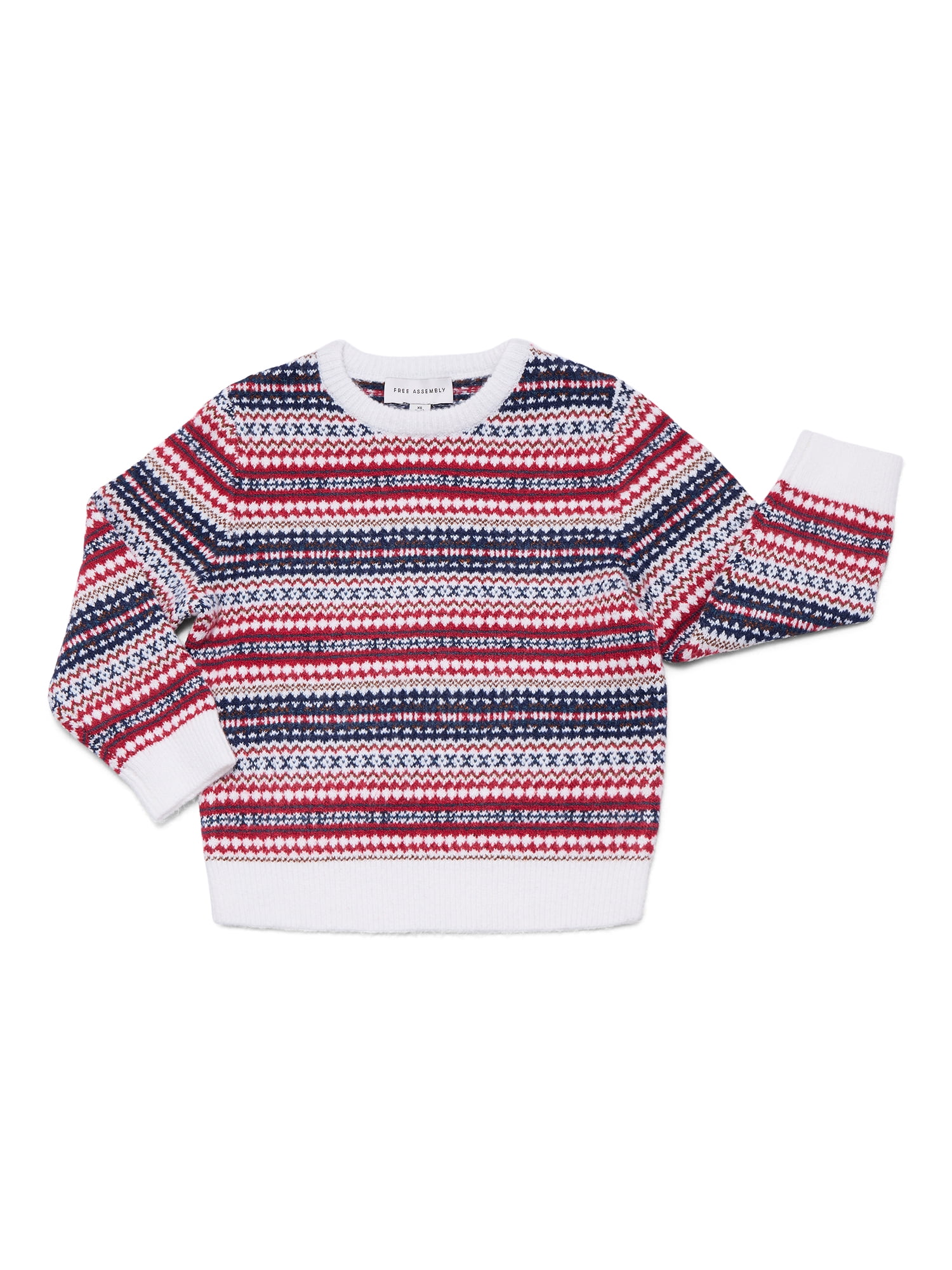 Free Assembly Boys' Matching Crewneck Sweater with Long Sleeves, Sizes XS 4/5-XL 14/16