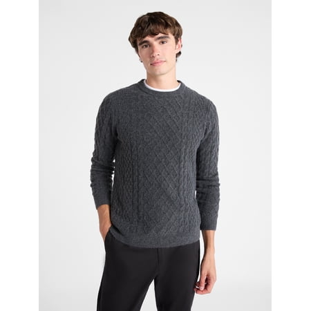 Free Assembly Mixed Cable Knit Pullover Sweater, Sizes XS-3XL