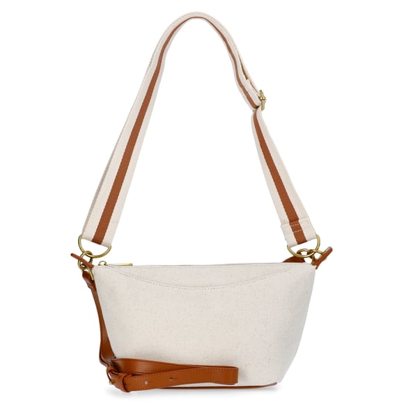 Free Assembly Women's Canvas Crossbody Handbag, Natural