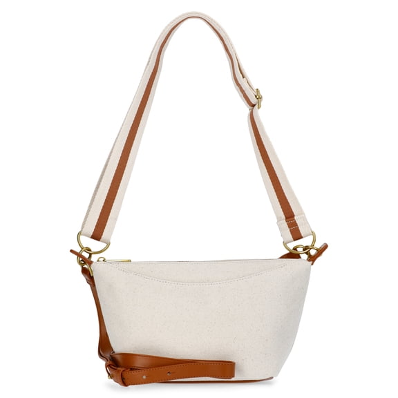 Free Assembly Women's Canvas Crossbody Handbag, Natural