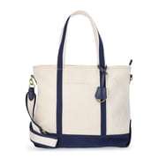 Free Assembly Womens Medium Canvas Tote, Natural/Navy