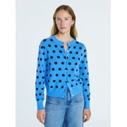 FREE ASSEMBLY Women's and Women's Plus Solid, Stripe, & Print Classic Cozy Yarn Cardigan Sweater, Lightweight, Sizes XS-4X