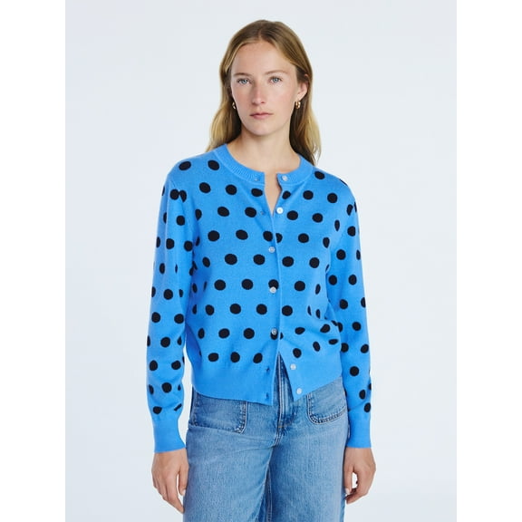 Free Assembly Women's and Women's Plus Solid, Stripe, & Print Classic Cozy Yarn Cardigan Sweater, Lightweight, Sizes XS-4X