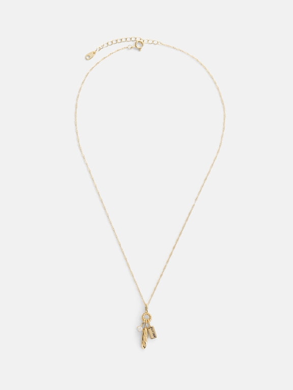 Women's Demi Fine 14K Gold Dipped Bread and Butter Necklace, 16" + 2