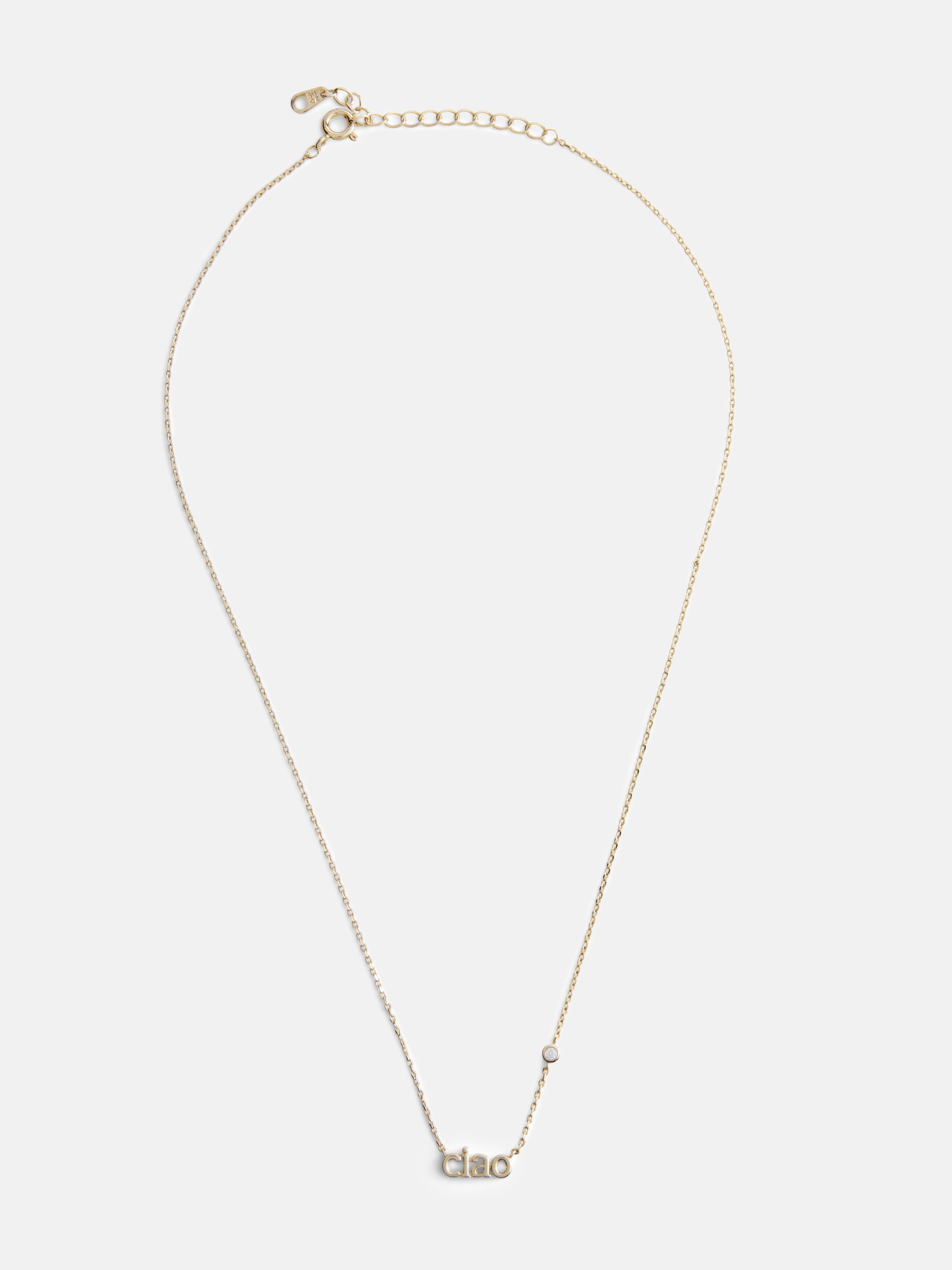 Free Assembly Women's Demi Fine 14K Gold Plated Cubic Zirconia "Ciao" Necklace, 16" + 2" Extender