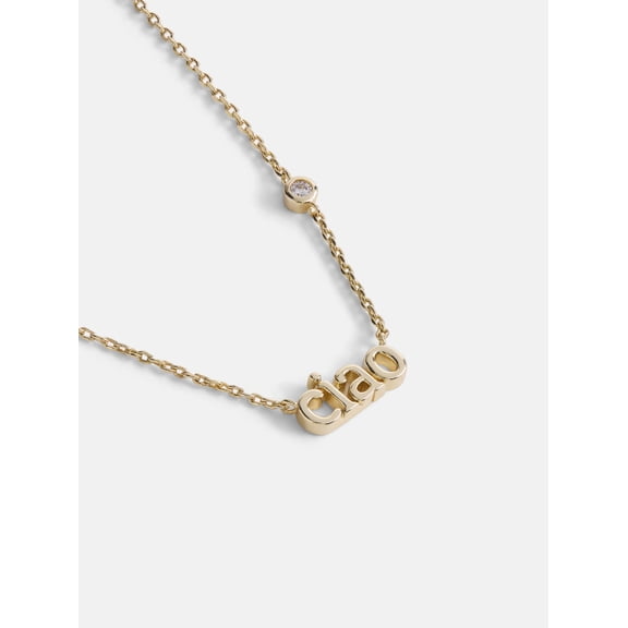 Free Assembly Women's 14K Gold Plated Cubic Zirconia "Ciao" Necklace, 16" + 2" Extender