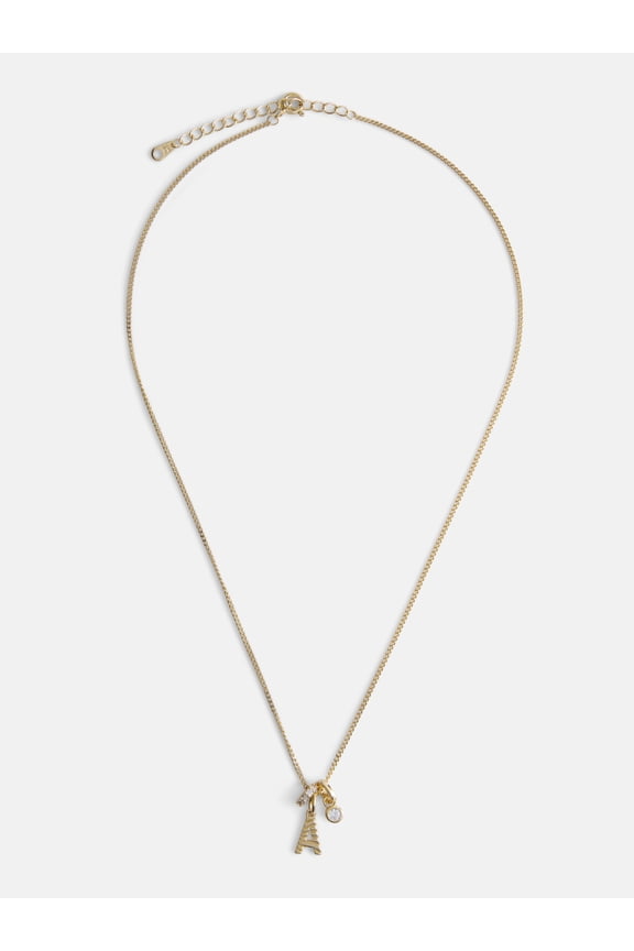 Women's Demi Fine 14K Gold Plated Cubic Zirconia "A" Initial Necklace, 16" + 2" Extender