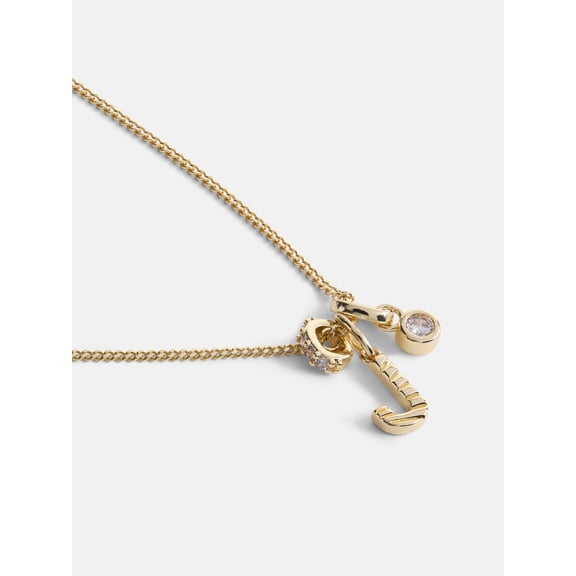 Free Assembly Women's 14K Gold Plated Cubic Zirconia "J" Initial Necklace, 16" + 2" Extender