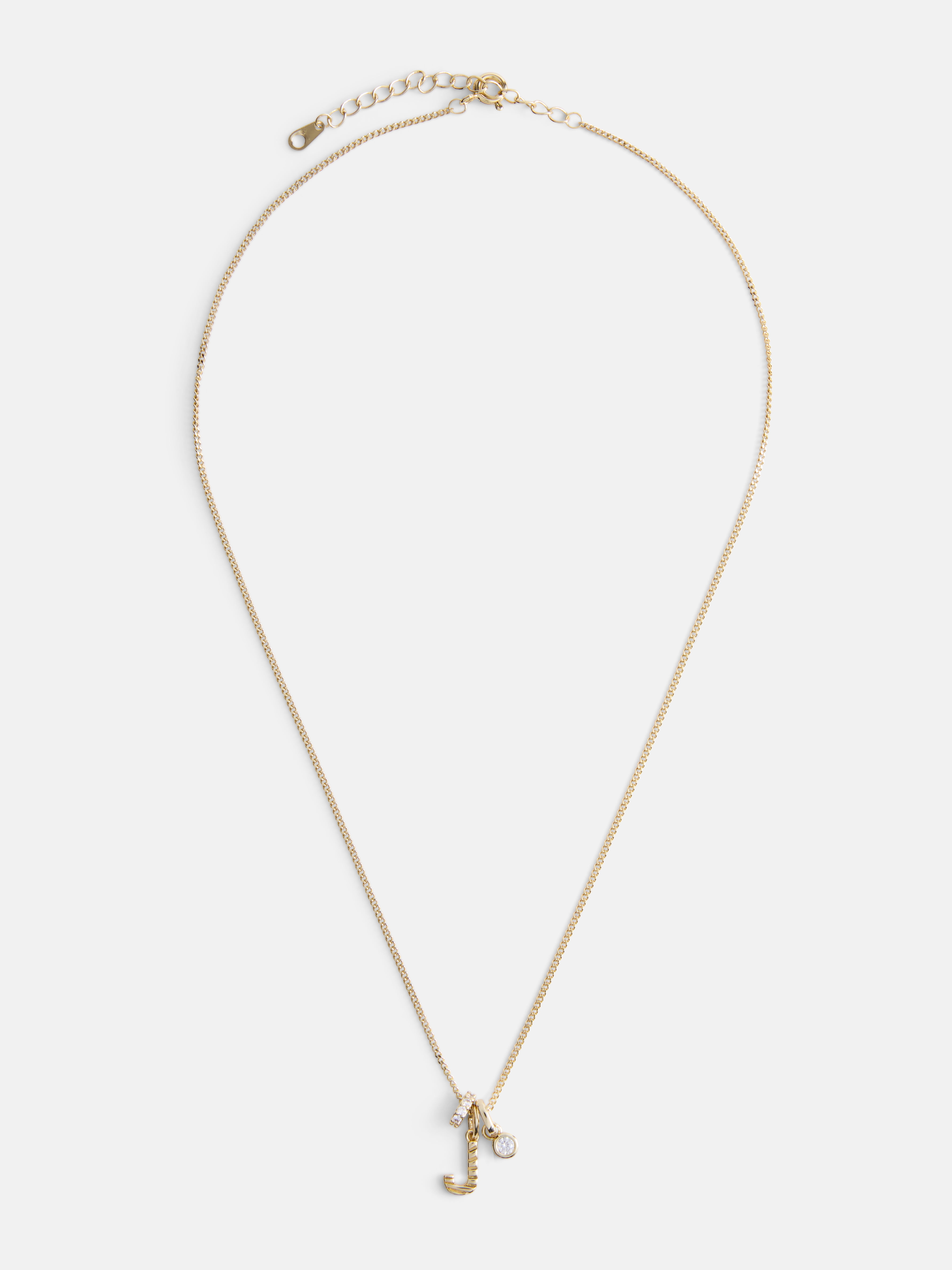 Free Assembly Women's Demi Fine 14K Gold Plated Cubic Zirconia "J" Initial Necklace, 16" + 2" Extender