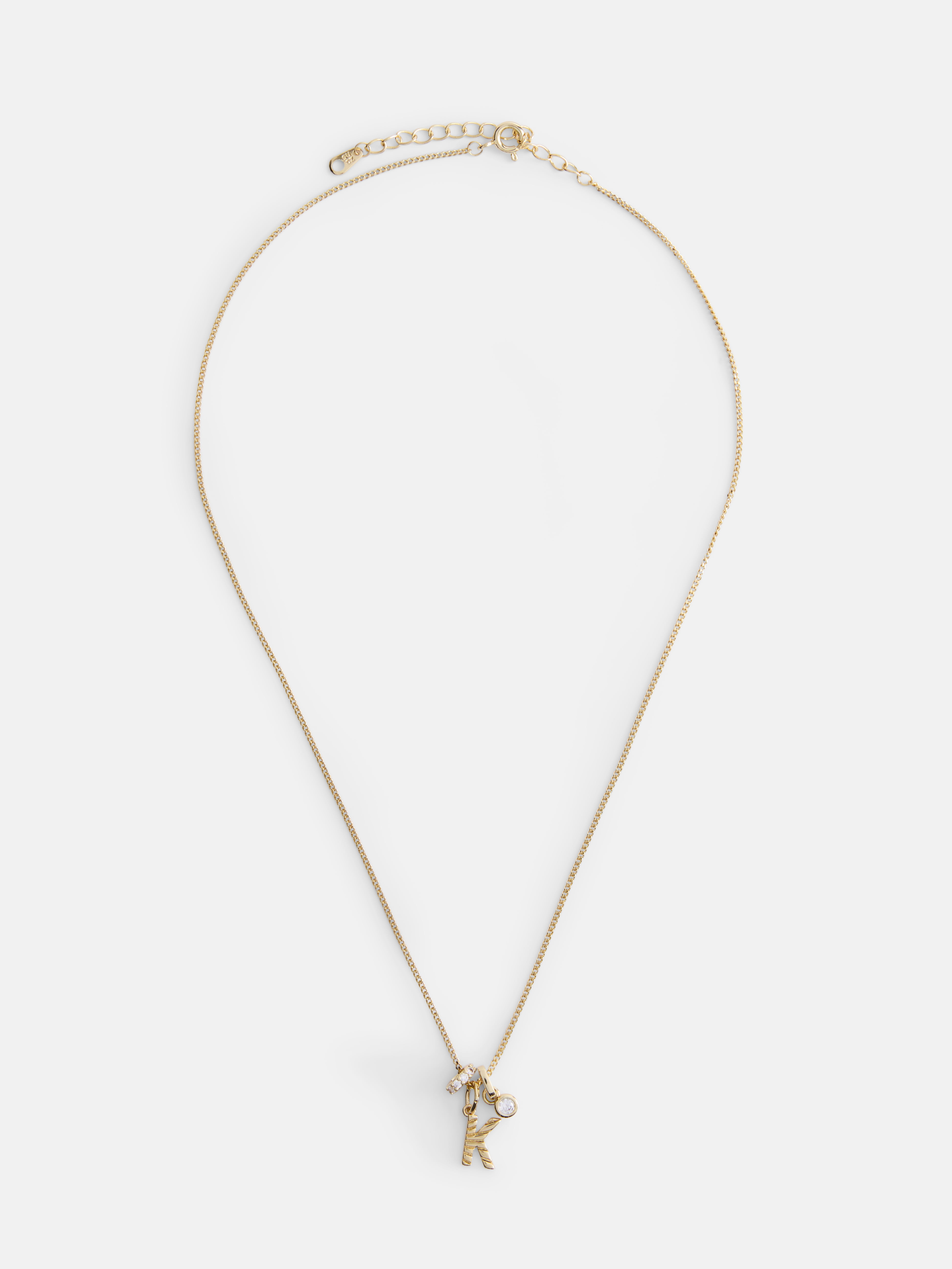 Free Assembly Women's Demi Fine Cubic Zirconia Cluster Initial Necklace, K