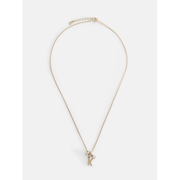 Free Assembly Women's Cubic Zirconia Cluster Initial Necklace, K