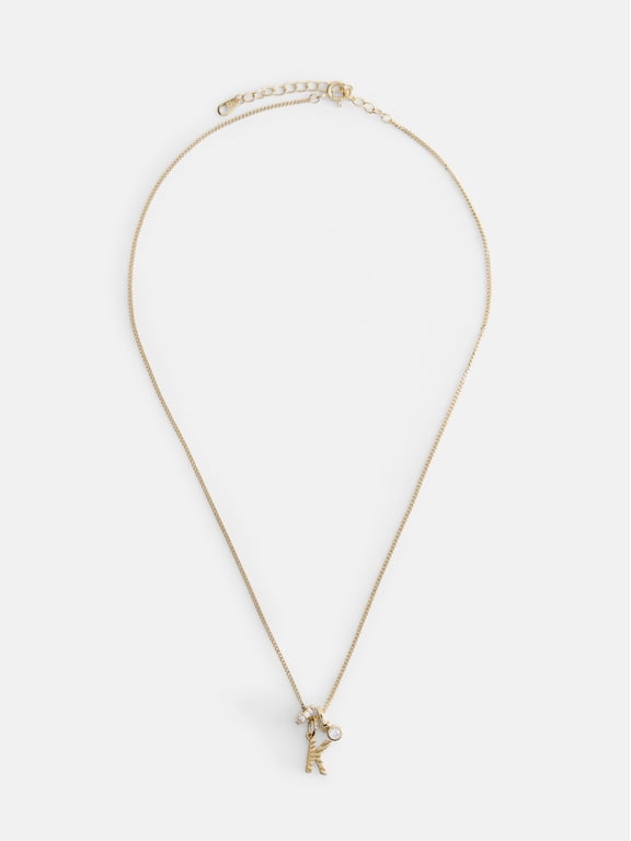Women's Demi Fine Cubic Zirconia Cluster Initial Necklace, K