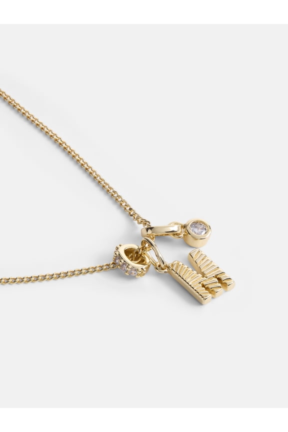 Women's 14K Gold Plated Cubic Zirconia "M" Initial Necklace, 16" + 2" Extender