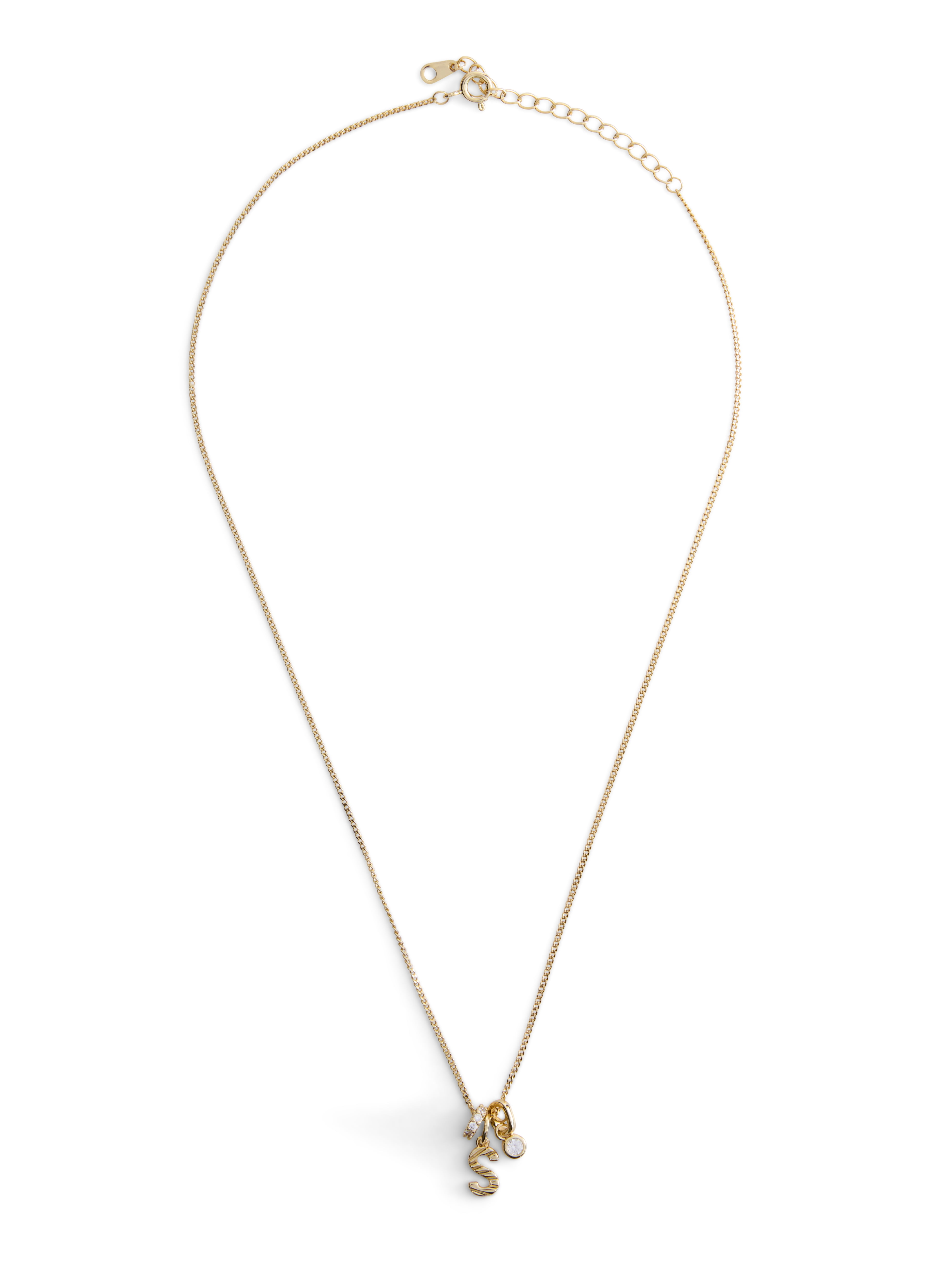 Free Assembly Women's Demi Fine 14K Gold Plated Cubic Zirconia "S" Initial Necklace, 16" + 2" Extender