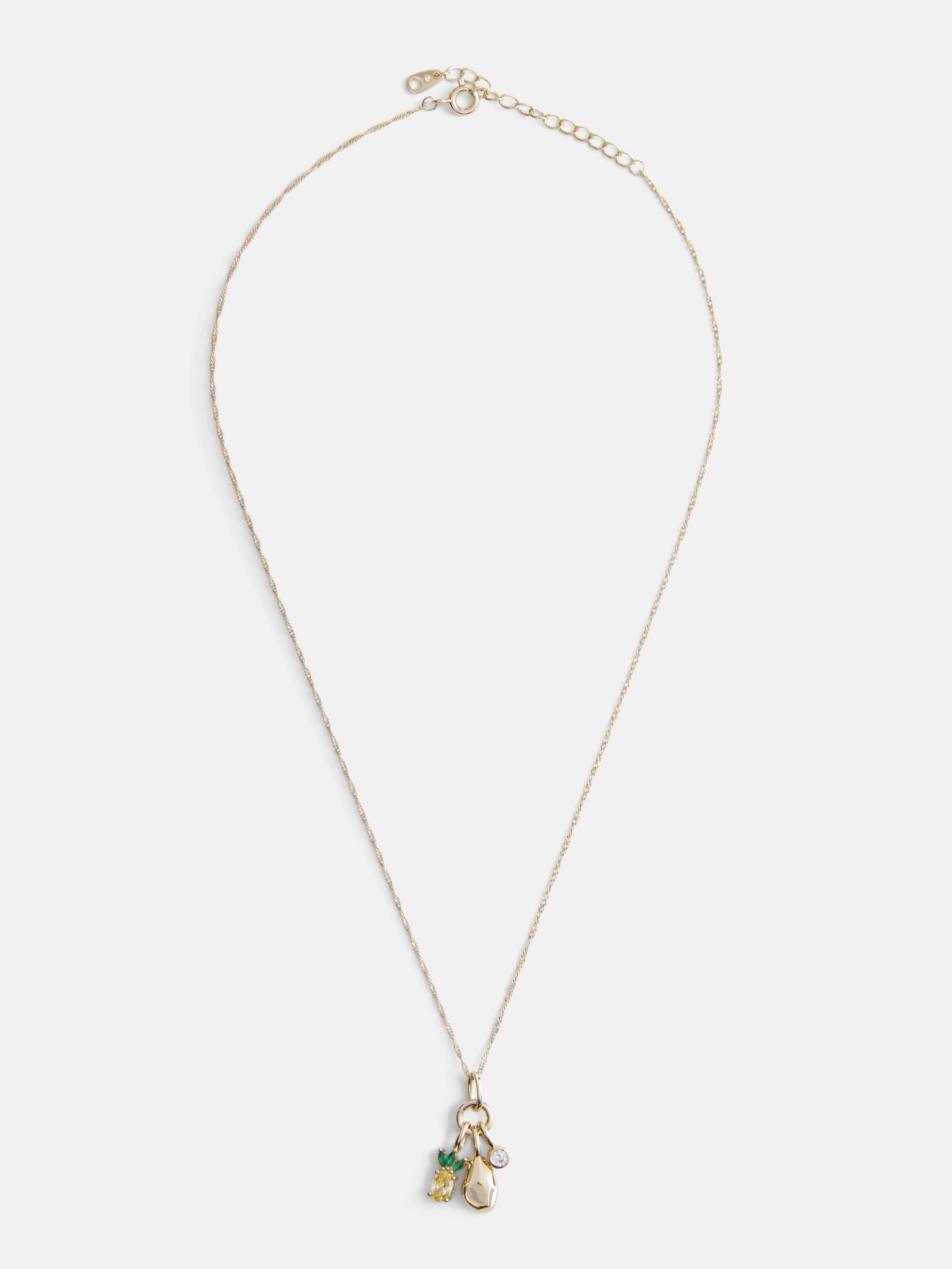 Free Assembly Women's Demi Fine 14K Gold Plated Cubic Zirconia Pineapple Charm Necklace, 16" + 2" Extender