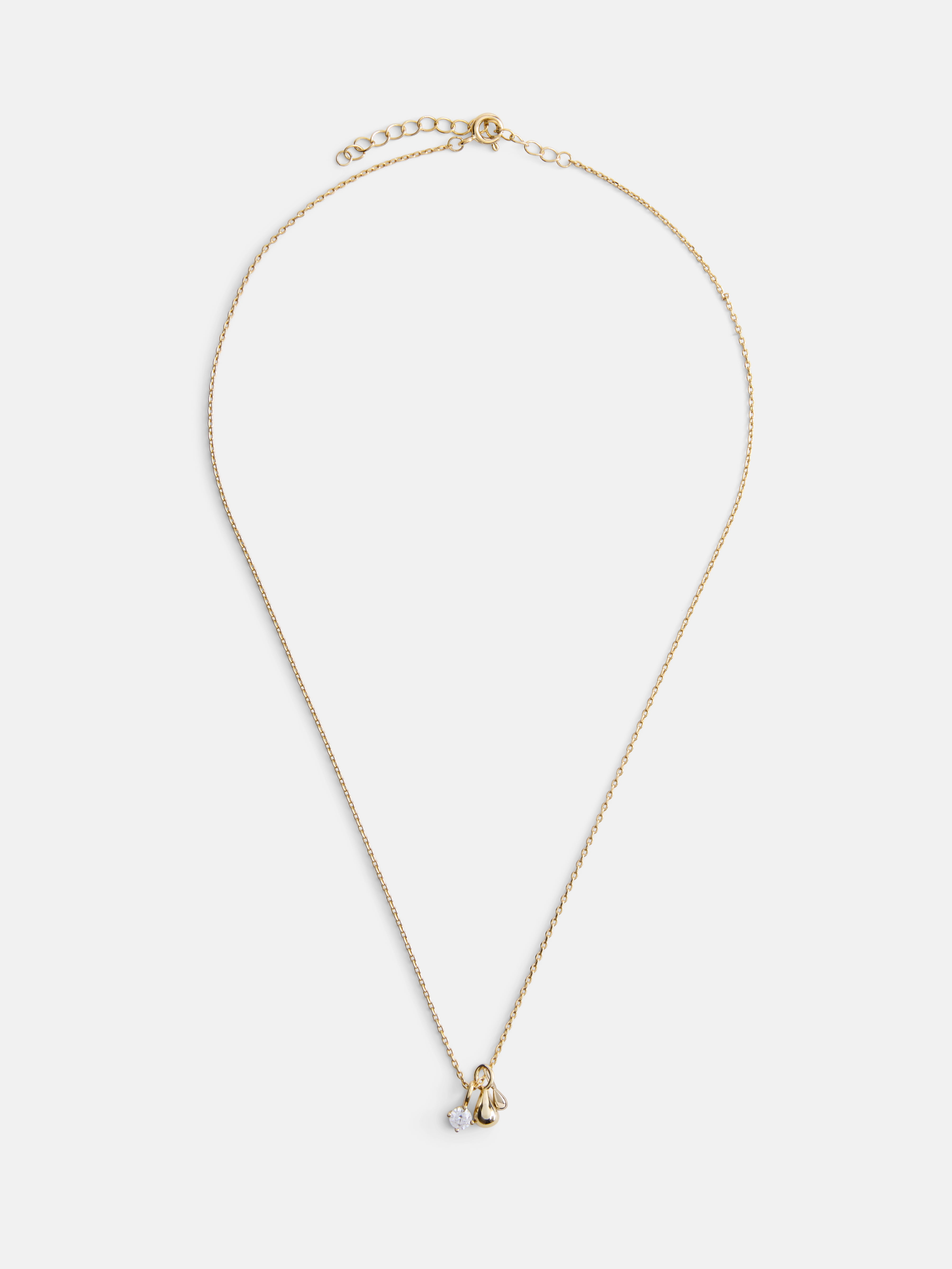Free Assembly Women's Demi Fine 14k Gold Plated Cubic Zirconia Charm Necklace, 16" + 2" Extender