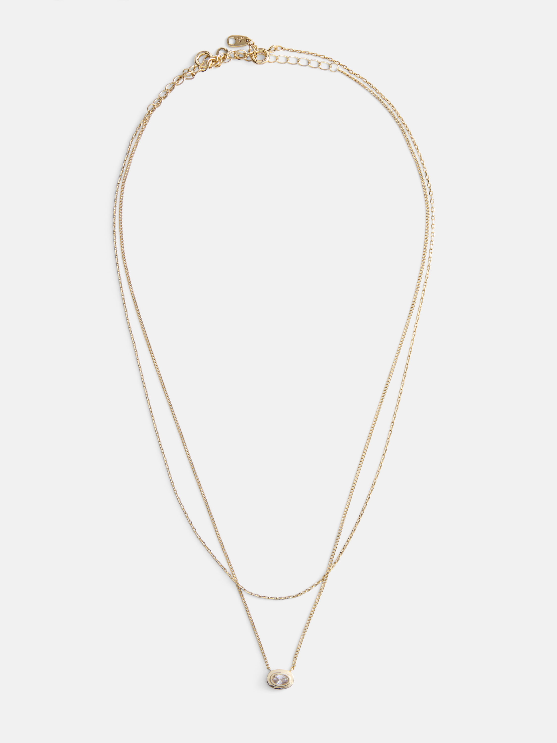 Free Assembly Women's Demi Fine 14K Gold Plated Cubic Zirconia Layered Necklace Set, 15" + 2" Extender; 16" + 2" Extender, 2-Piece