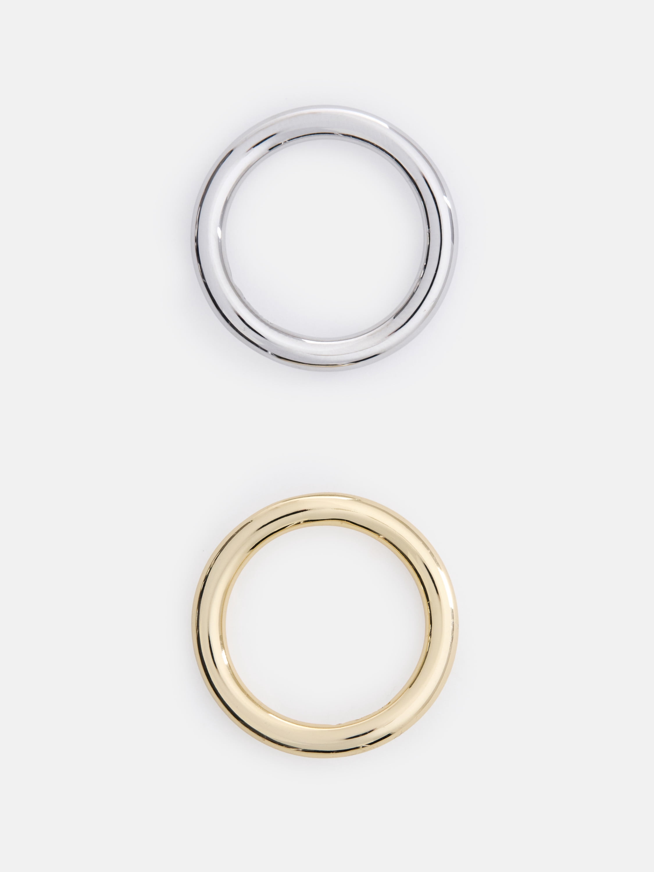Free Assembly Women's Demi Fine 14K Gold Plated and Silver Plated Ring Set, 2-Pieces, Size 7