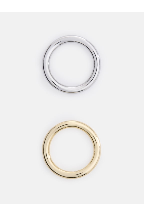 Women's 14K Gold Plated and Silver Plated Ring Set, 2-Pieces, Size 7