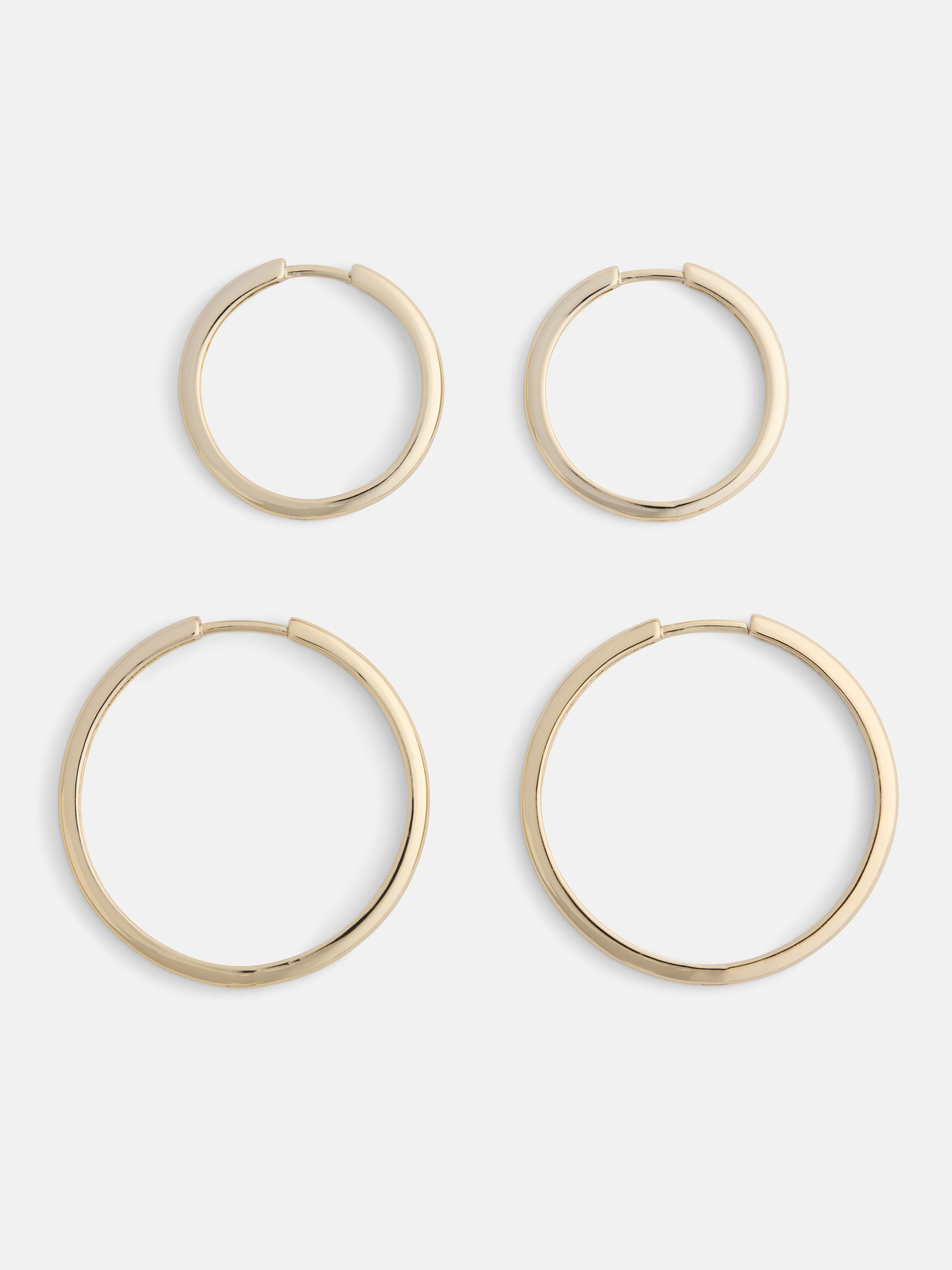 Free Assembly Women's Demi Fine 14K Gold Plated Duo Round Hoop Earring Set, 2-Pairs