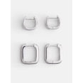 thumbnail image 1 of Free Assembly Women's Demi Fine Silver Plated Square Hoop Earring Set, 2-Pairs, 1 of 4