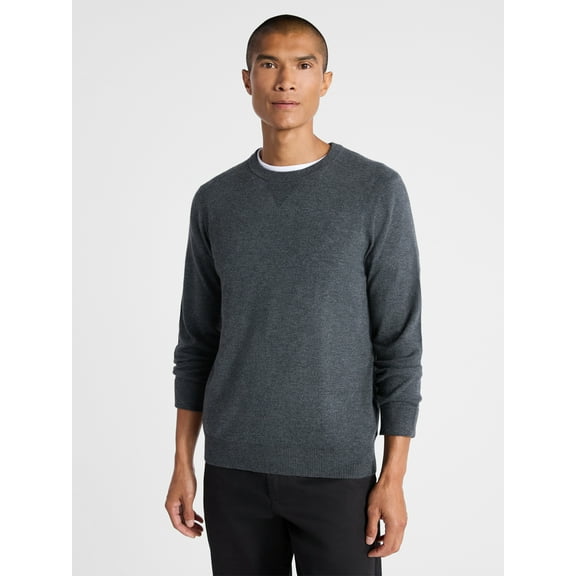 Free Assembly Men's Cozy Yarn Everyday Crewneck Sweater with Long Sleeves, Size XS-3XL