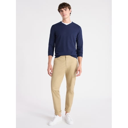 Free Assembly Men's Cozy Yarn Everyday V-Neck Sweater with Long Sleeves, Size XS-3XL