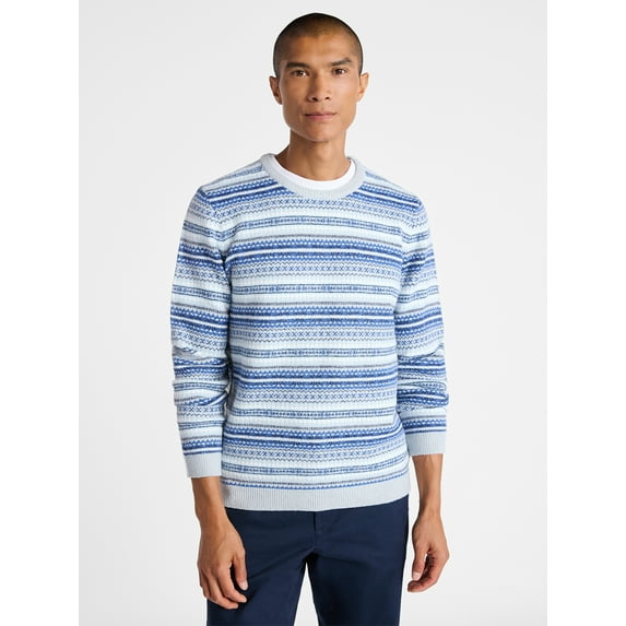 Free Assembly Men's Fair Isle Sweater with Long Sleeves, Size XS-3XL