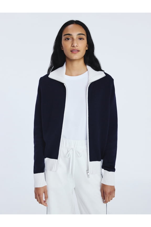 Women's Zip Front Sweater with Long Sleeves, Midweight, Sizes XS-XXL