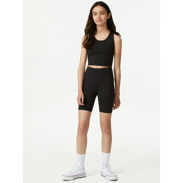 Free Assembly Girls Active Crop Top and Bike Shorts, 2Piece Set, Sizes