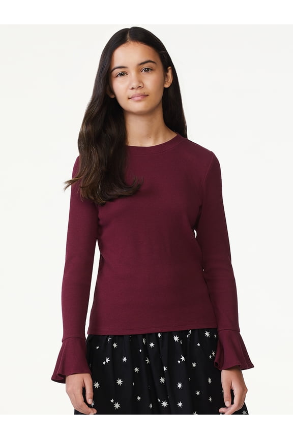 Girls Bell Sleeve Ribbed Top, Sizes 4-18
