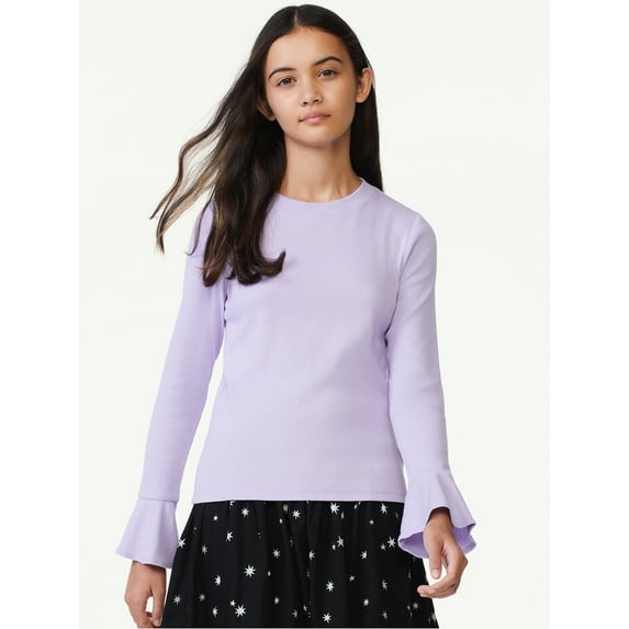 Free Assembly Girls Bell Sleeve Ribbed Top, Sizes 4-18
