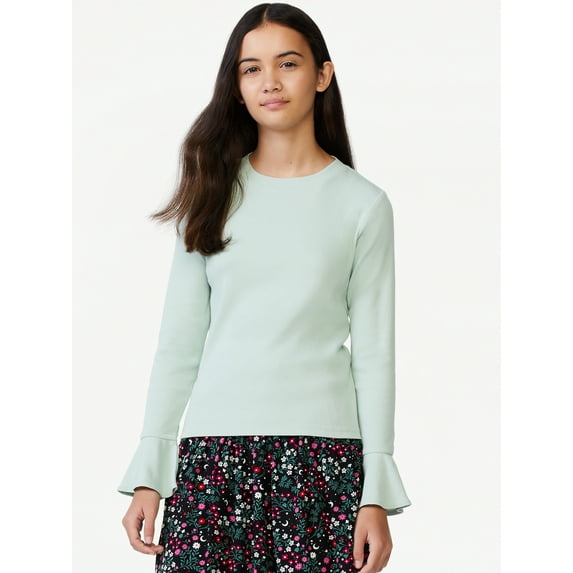 Free Assembly Girls Bell Sleeve Ribbed Top, Sizes 4-18