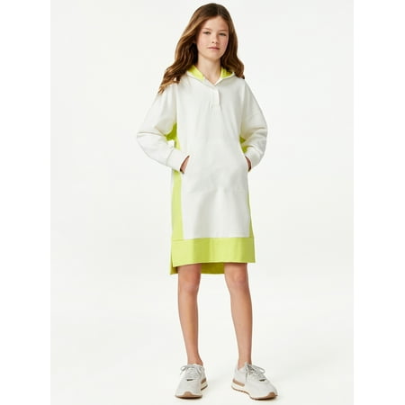 Free Assembly Girls Color Block Hoodie Dress, Sizes 4-18